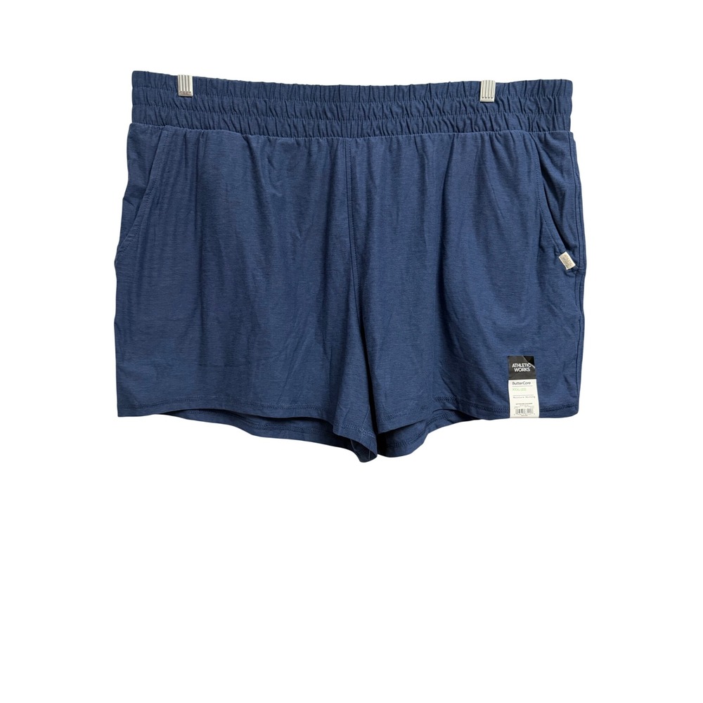 Athletic Works ButterCore Gym Shorts Blue Cove XXXL 22 Moisture Wicking Pocket